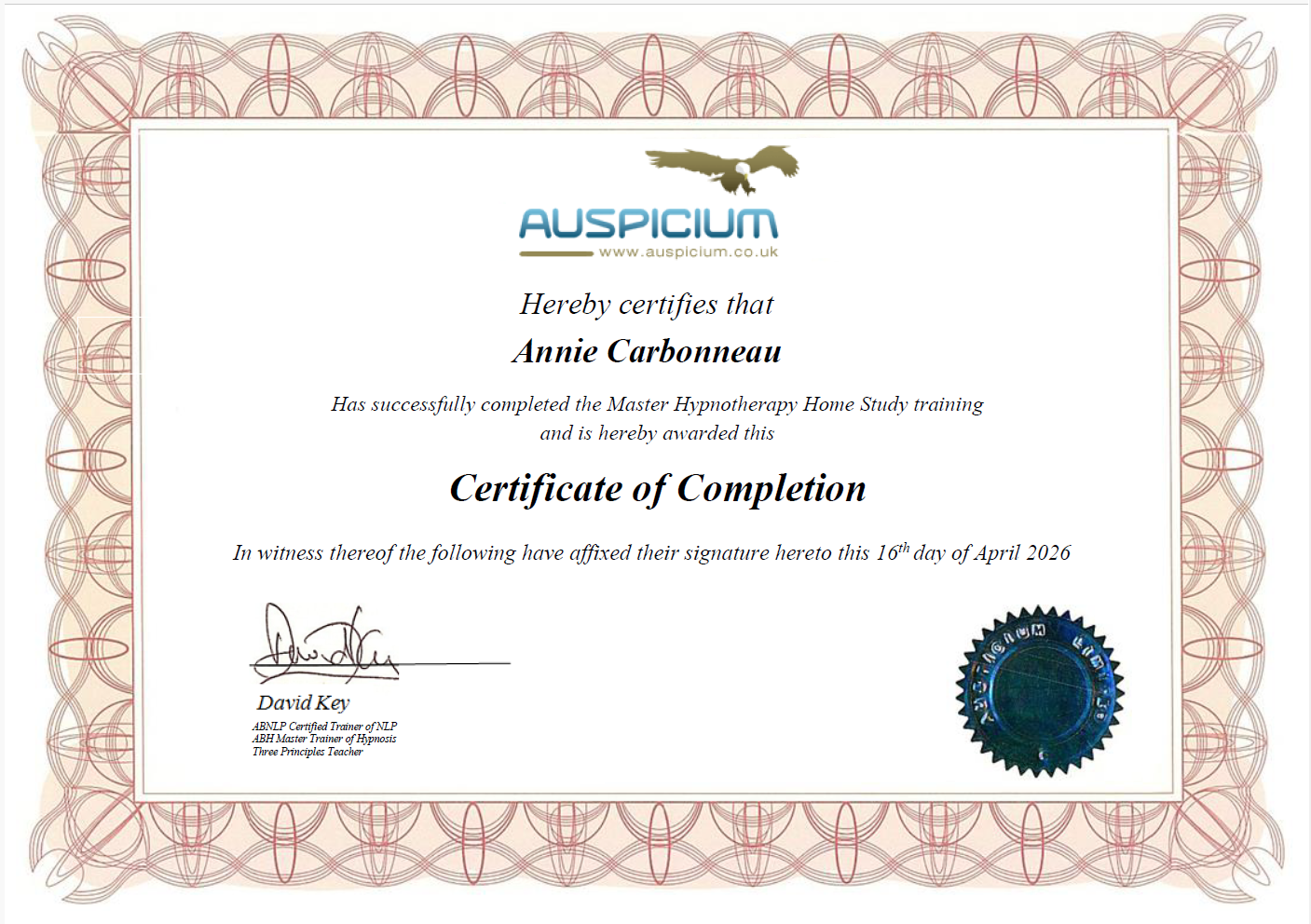 Master Hypnotherapy Home Study Training